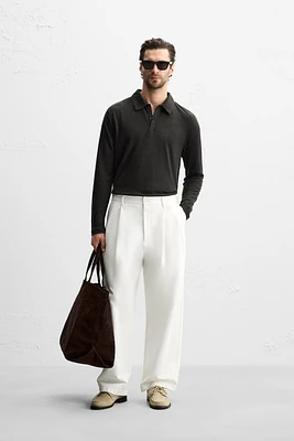 LINEN BLEND REGULAR FIT POLO SHIRT