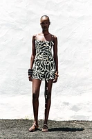 BERMUDA IMPRIMÉ TAILLE HAUTE AVEC LIN