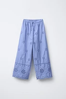 STRAIGHT LEG EMBROIDERED PANTS