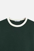 BASIC RIBBED CONTRAST T-SHIRT