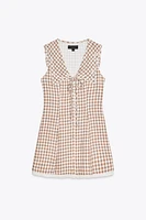 GINGHAM SHORT DRESS WITH PETER PAN COLLAR