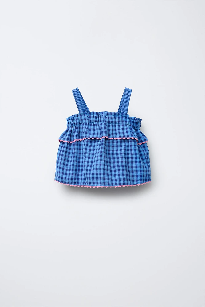 TOP À CARREAUX ONDULÉ CASA LAWA © X ZARA KIDS