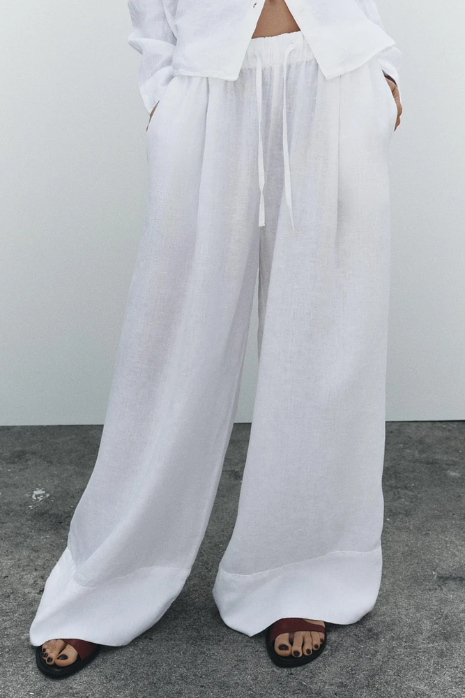 100% LINEN PALAZZO PANTS ZW COLLECTION