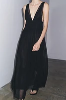 GEORGETTE DRESS WITH ELASTICATED RUCHING