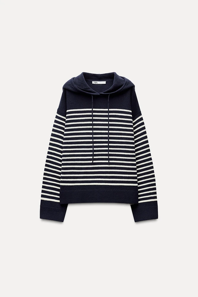 STRIPED KNIT HOODIE