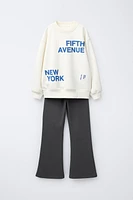 TEXT SWEATSHIRT AND FLARE LEGGINGS SET
