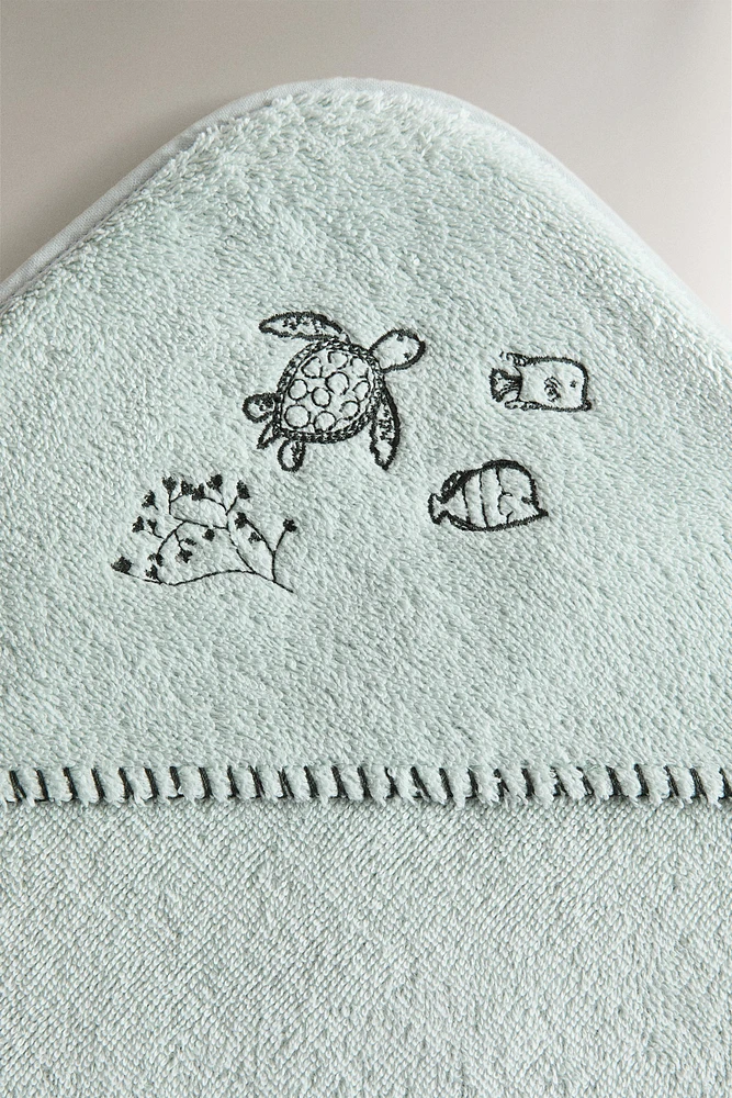 SERVIETTE DE BAIN CAPUCHE BÉBÉ TROPICAL SEA