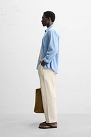 PANTALON COTON ET LIN BRODÉ PERFORÉ