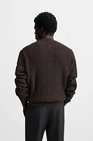 BUTTON COLLAR RIBBED SWEATER