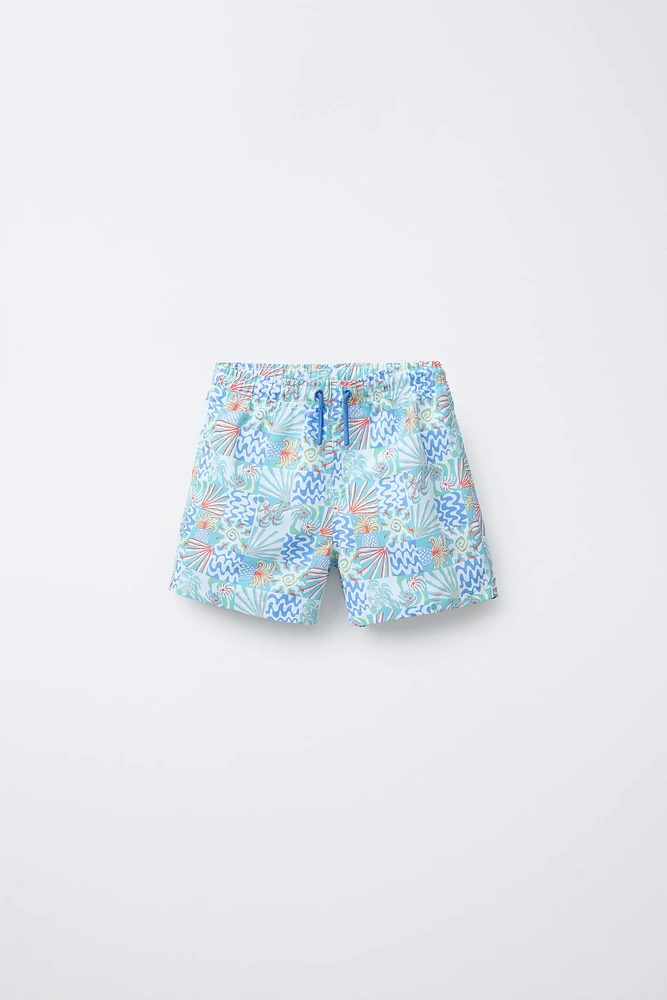 6-14 YEARS/ PALM TREE PRINT SWIM SHORTS