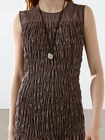 Long flounce dress with gathered detail