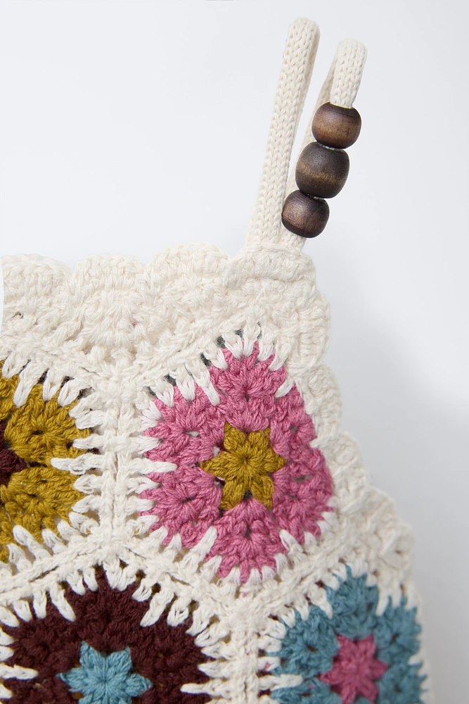 ROBE EN MAILLE CROCHET ET FANTAISIE