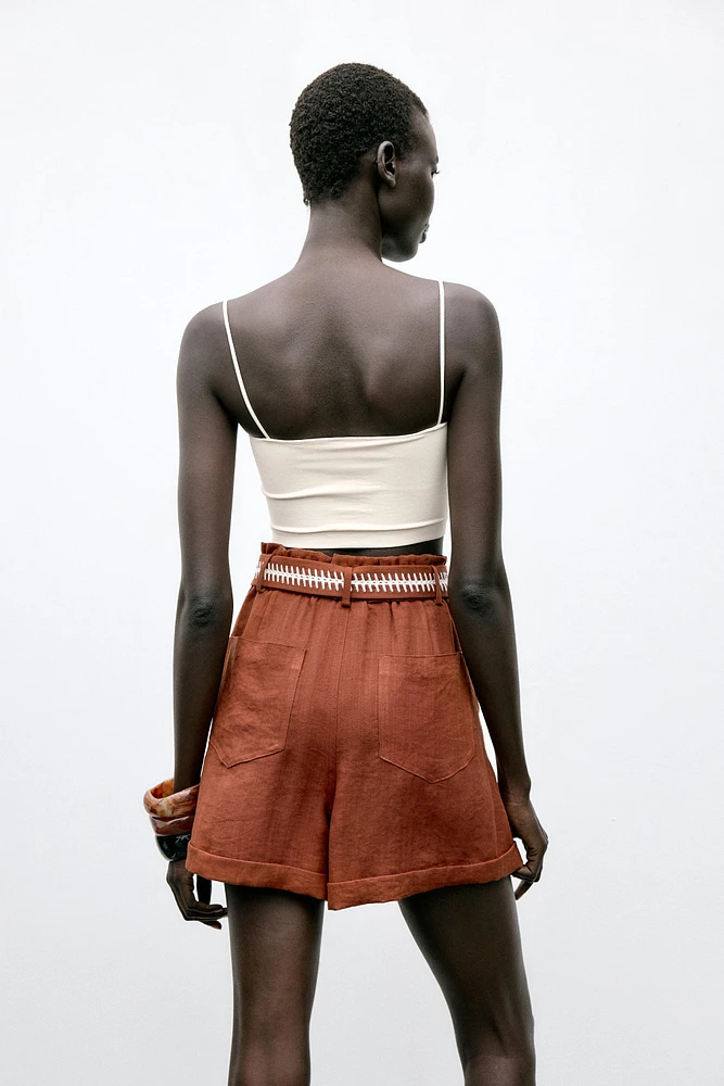 EMBROIDERED BELT SHORTS