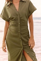ROBE MI-LONGUE CONTENANT DU LIN