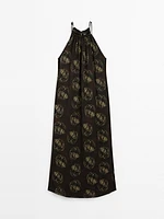 Ramie blend long print dress