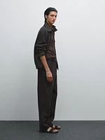 100% linen houndstooth trousers