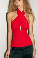 TOP HALTER EN MATIÈRES VARIÉES