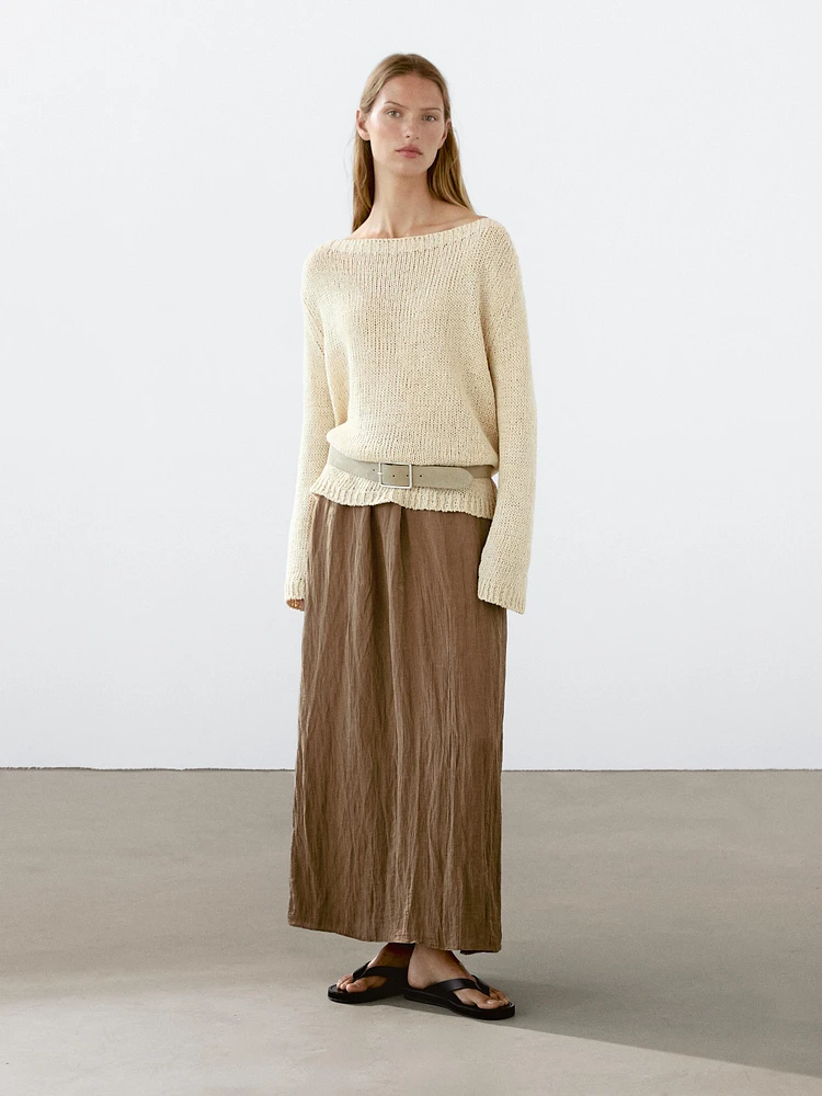 Lightweight pleated skirt with elasticated waistband