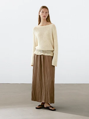 Lightweight pleated skirt with elasticated waistband