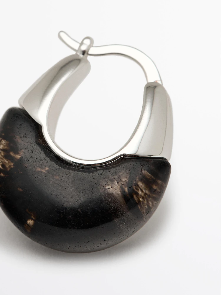 Ring earrings with natural stone