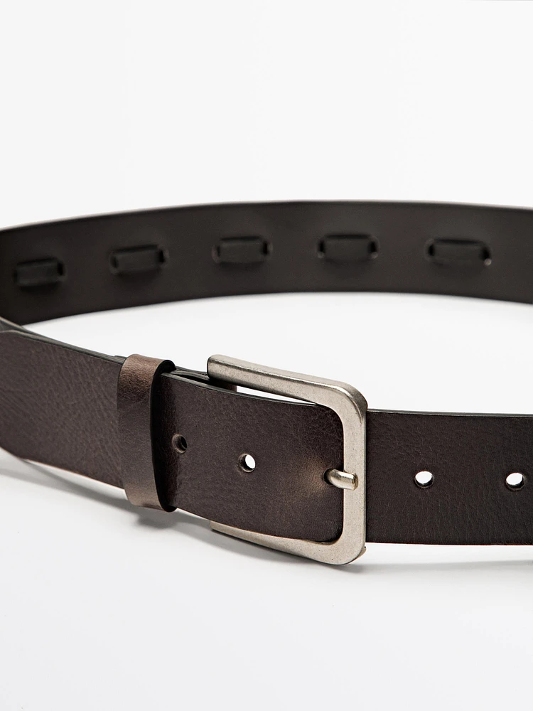 Nappa leather belt with ring details