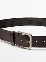Nappa leather belt with ring details