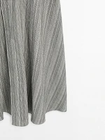 Striped flounce midi dress