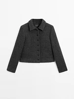 Short textured wool blend jacket