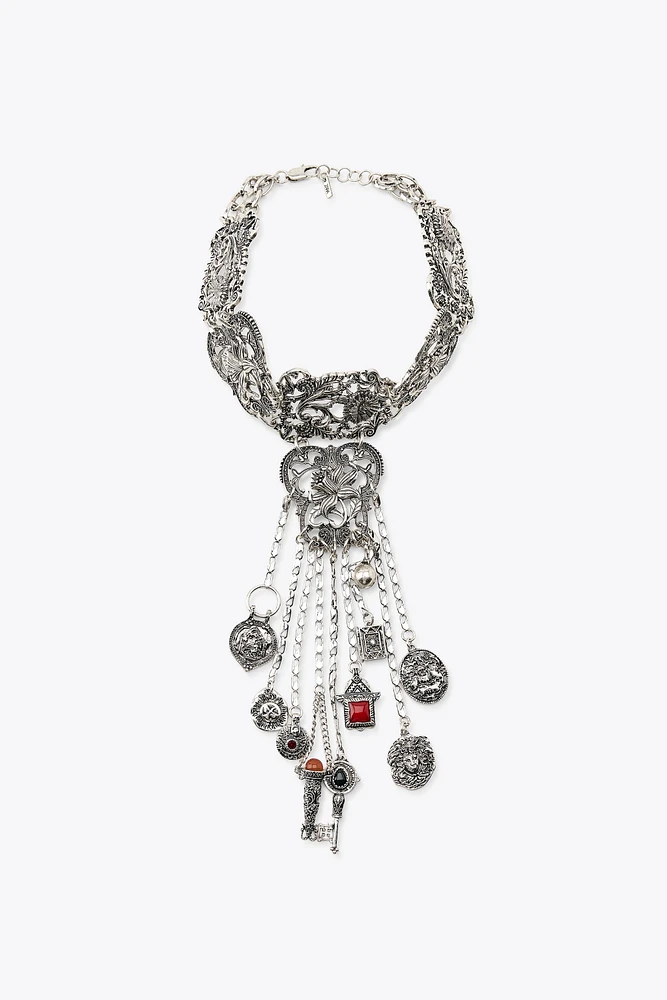 COLLIER CHOKER FLEURS CHARMS