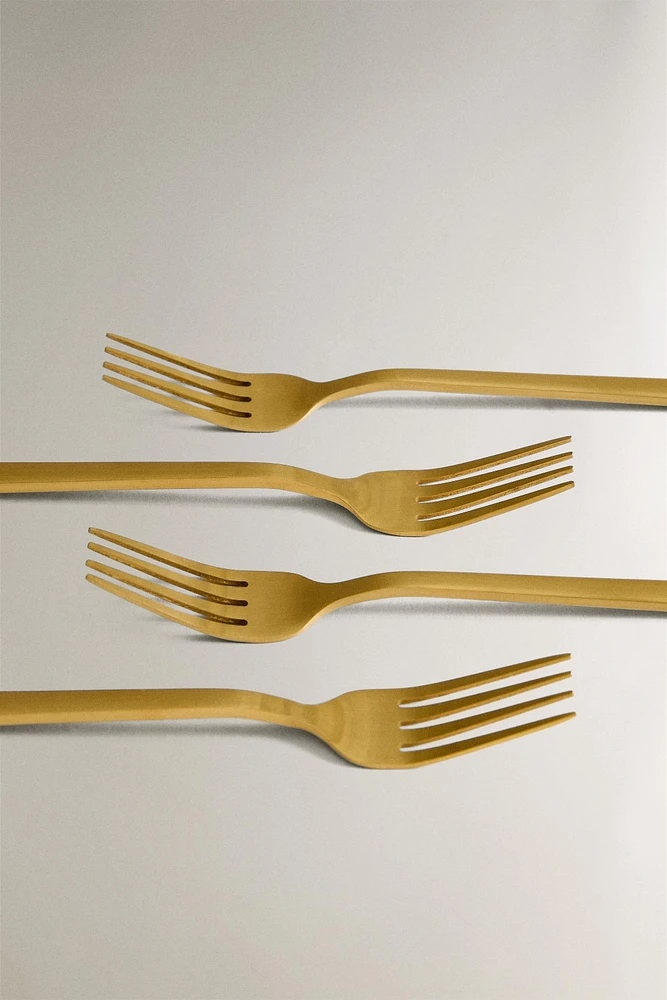 SET OF GOLD STEEL BRUNCH DESSERT FORKS (SET OF 4)