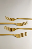 SET OF GOLD STEEL BRUNCH DESSERT FORKS (SET OF 4)