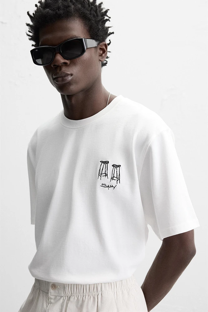 T-SHIRT BRODERIE EN MATIÈRES VARIÉES