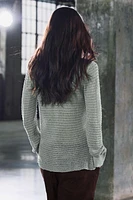 PULL COL POLO EN MAILLE AJOURÉE