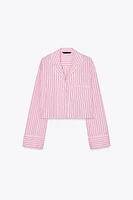 STRIPED CROP POPLIN SHIRT