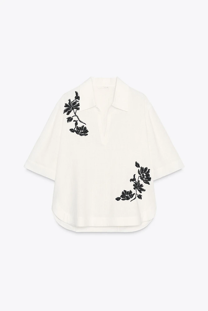 CHEMISE BRODERIES FLEURS ZW COLLECTION