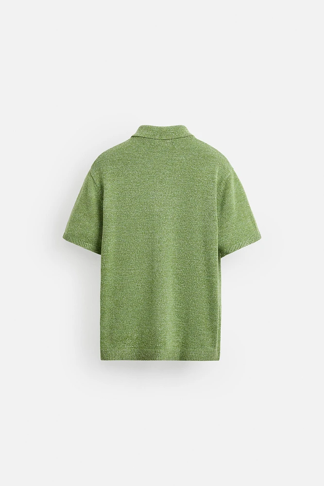 BOUCLÉ TEXTURED KNIT SHIRT