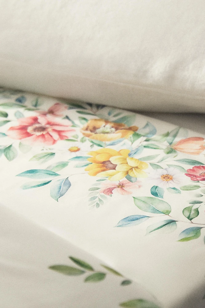 DRAP DE DESSUS COTON IMPRIMÉ FLEUR
