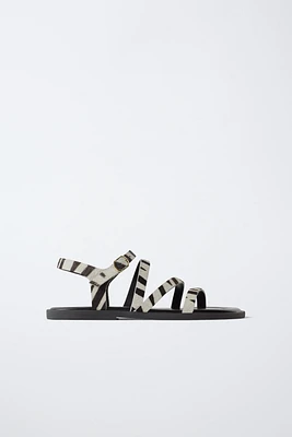 ANIMAL PRINT LEATHER SANDALS