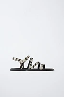 ANIMAL PRINT LEATHER SANDALS