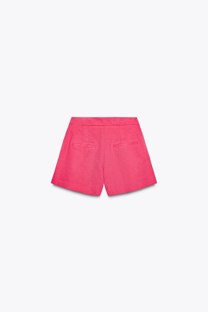 LINEN PLEATED SHORTS