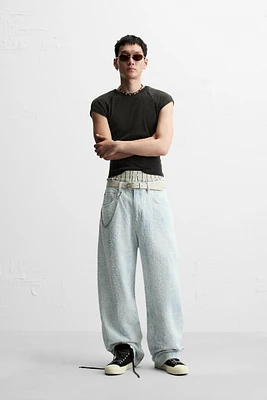 JEAN COUPE BAGGY FINI GRATTÉ