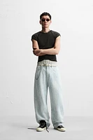 JEAN COUPE BAGGY FINI GRATTÉ
