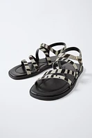 ANIMAL PRINT LEATHER SANDALS