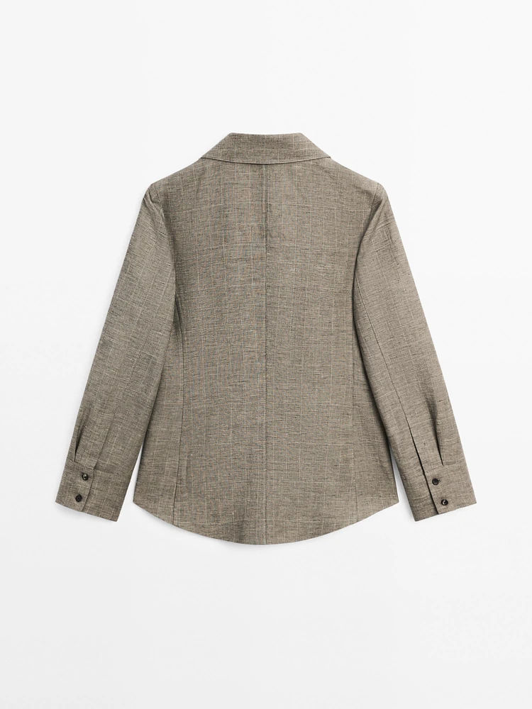Lightweight check cotton blend blazer