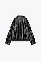 FAUX LEATHER BOMBER JACKET