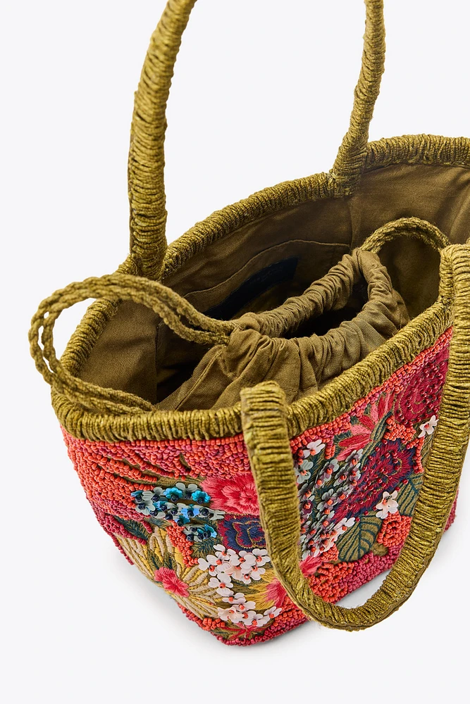 SMALL EMBROIDERED BEADED BAG