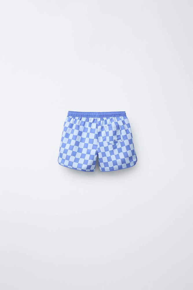 1-6 ANS/ BERMUDA DE BAIN À CARREAUX DAMIER