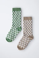 TWO-PACK OF CHECKERBOARD SOCKS