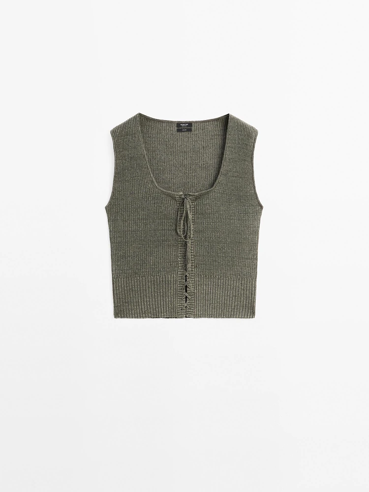 Top corset en maille de lin