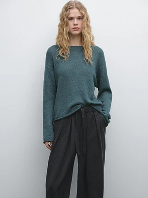 Linen blend knit sweater